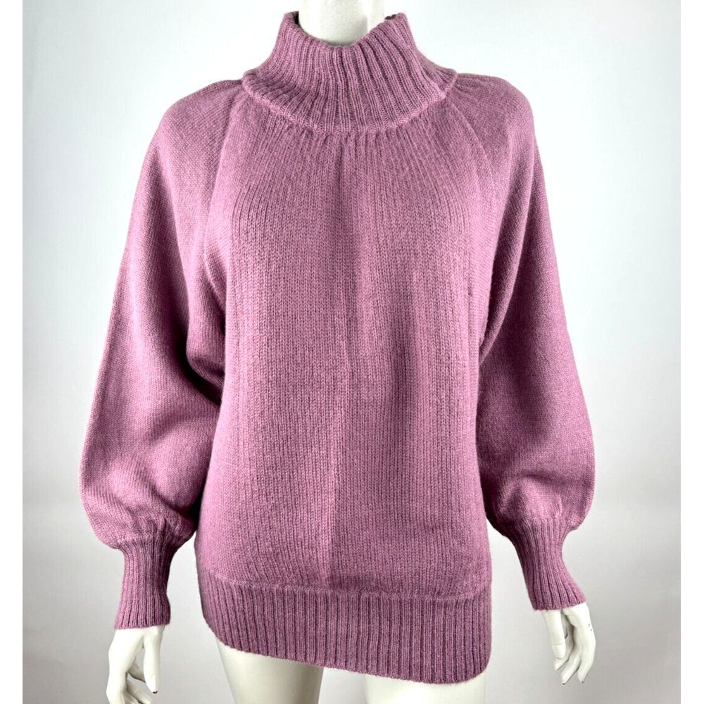 Rolando Knitwear Peru Alpaca Sweater Balloon Long Sleeve Women M‎ EUC High Neck